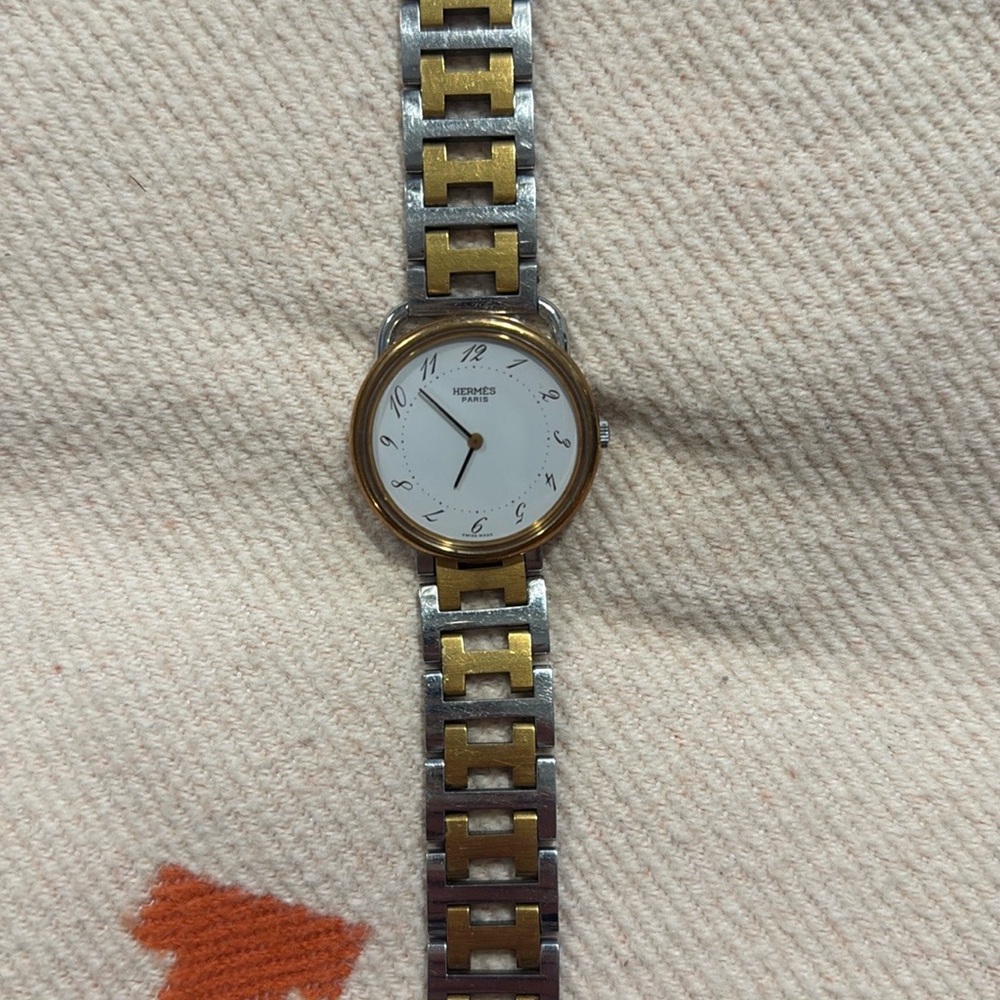Hermes Silver and Gold Classic Watch